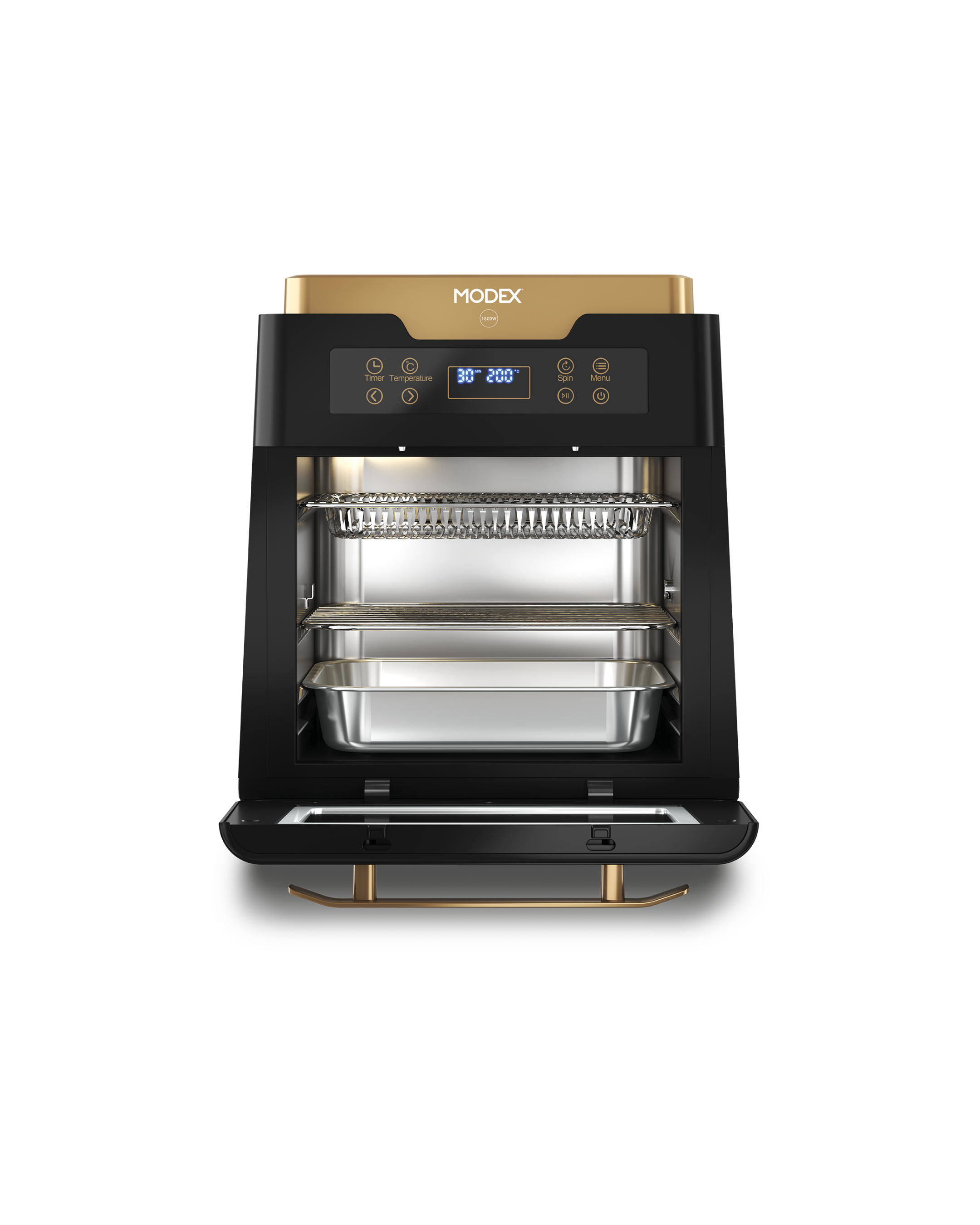 MODEX AF1012 two air-flow racks and tray inside the oven | ⁧رفّان وصينية داخل القلاية⁩