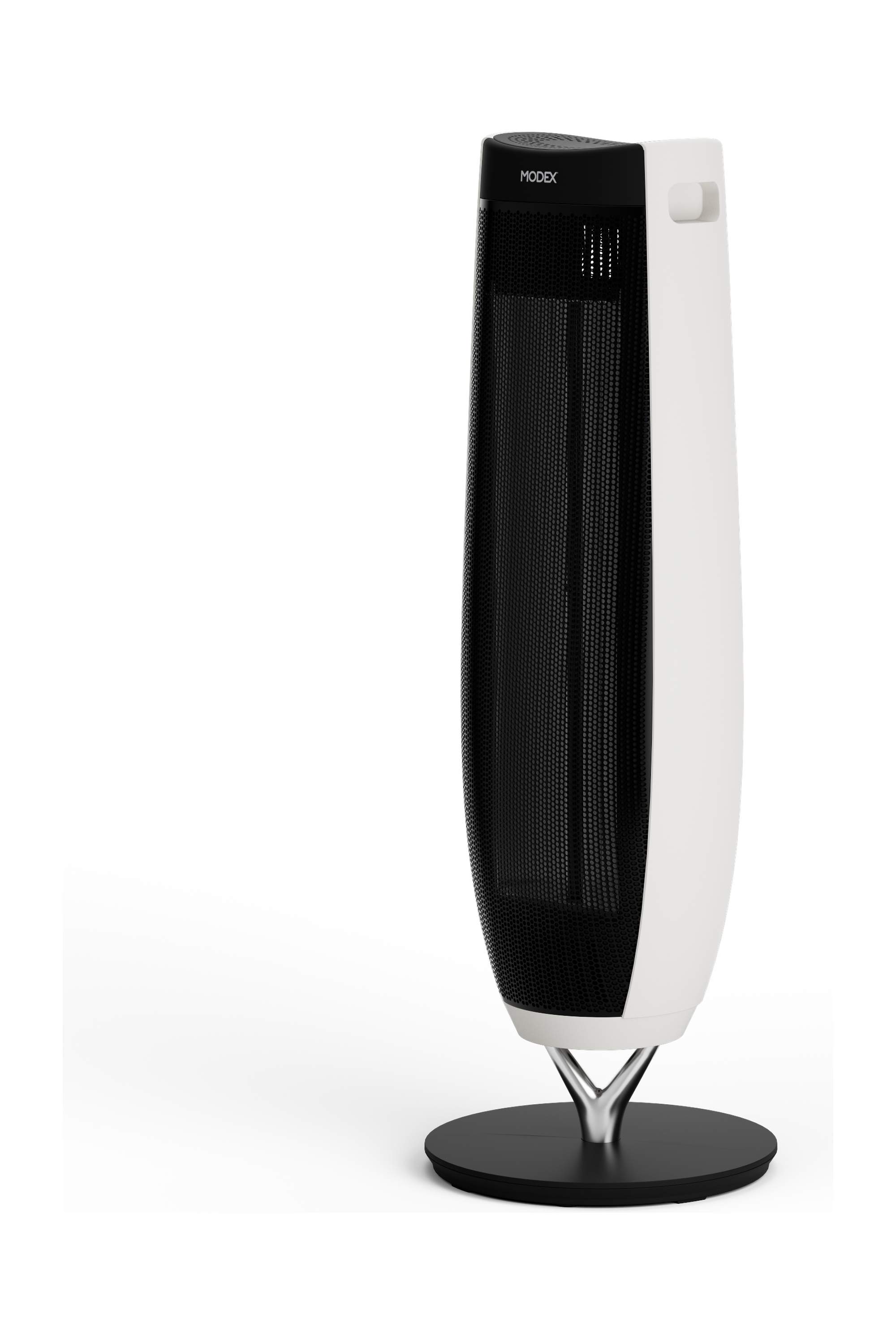 MODEX CHR1090 dual-side carbon heater, white, angled view | هيتر كاربون مودكس باللون الأبيض، منظر مائل