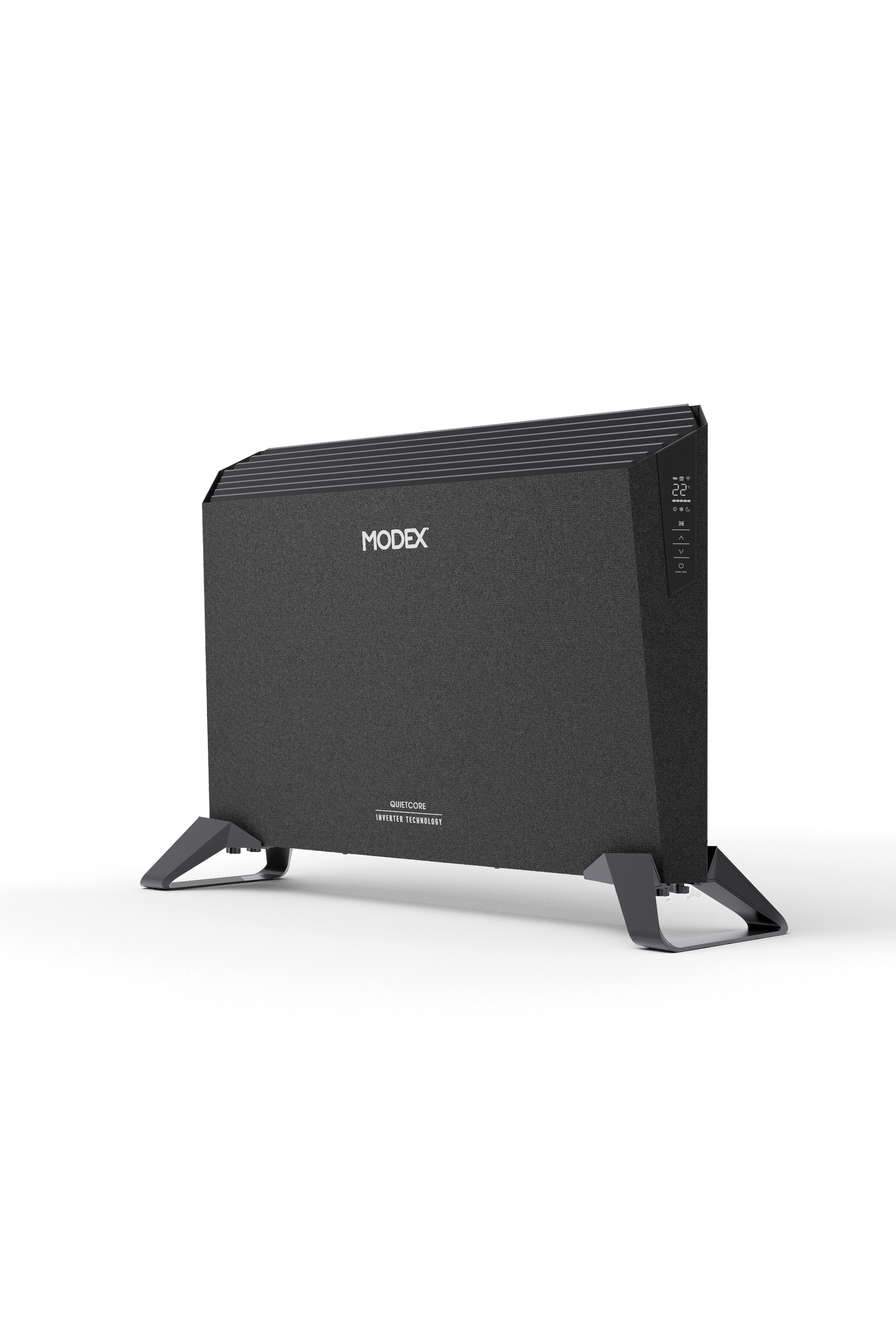 MODEX CNH7200 convection heater, dark grey, angled view | مدفأة مودكس بالحمل الحراري باللون الرمادي الداكن، منظر مائل