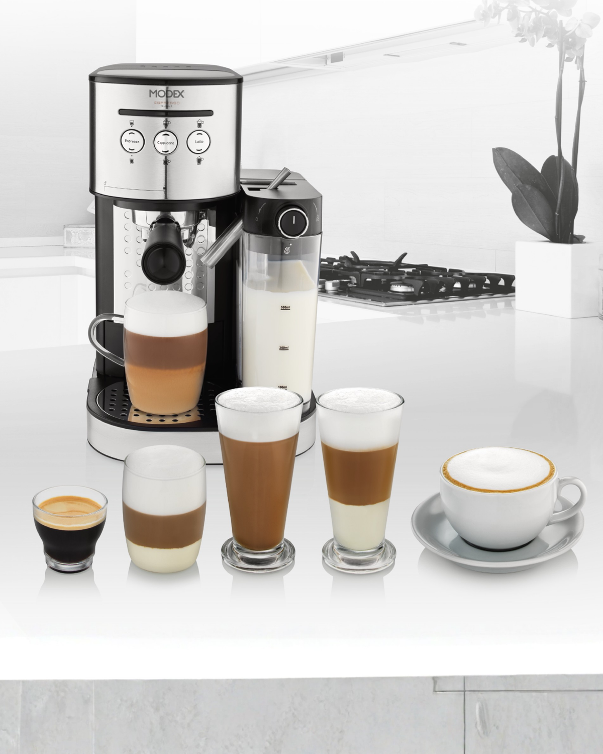 Espresso, cappuccino, latte