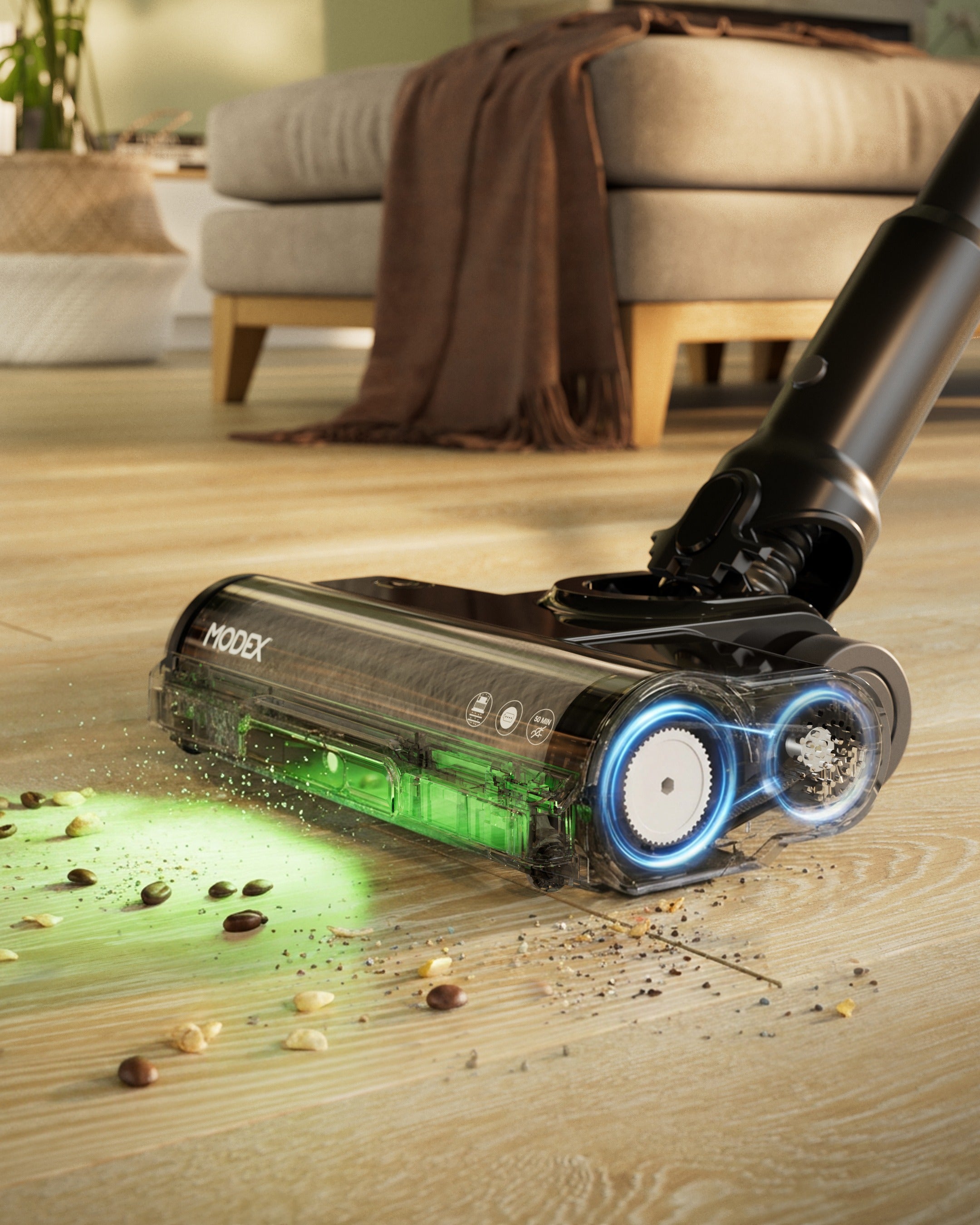 MODEX HVC1420 floor brush picking up crumbs | فرشاة الأرضيات تلتقط الفتات