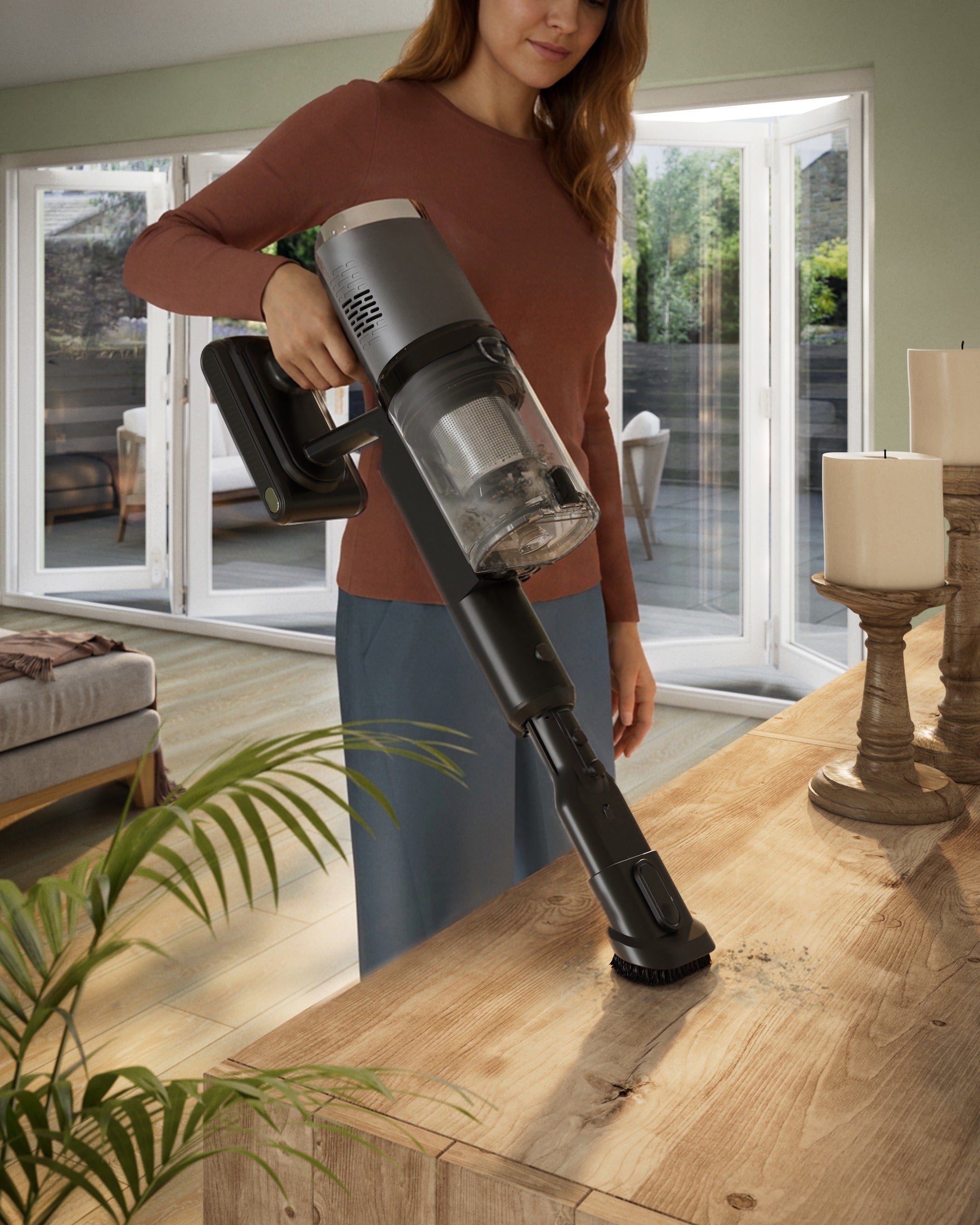 MODEX HVC1420 in handheld mode cleaning a table | المكنسة بوضع اليد تنظف الطاولة
