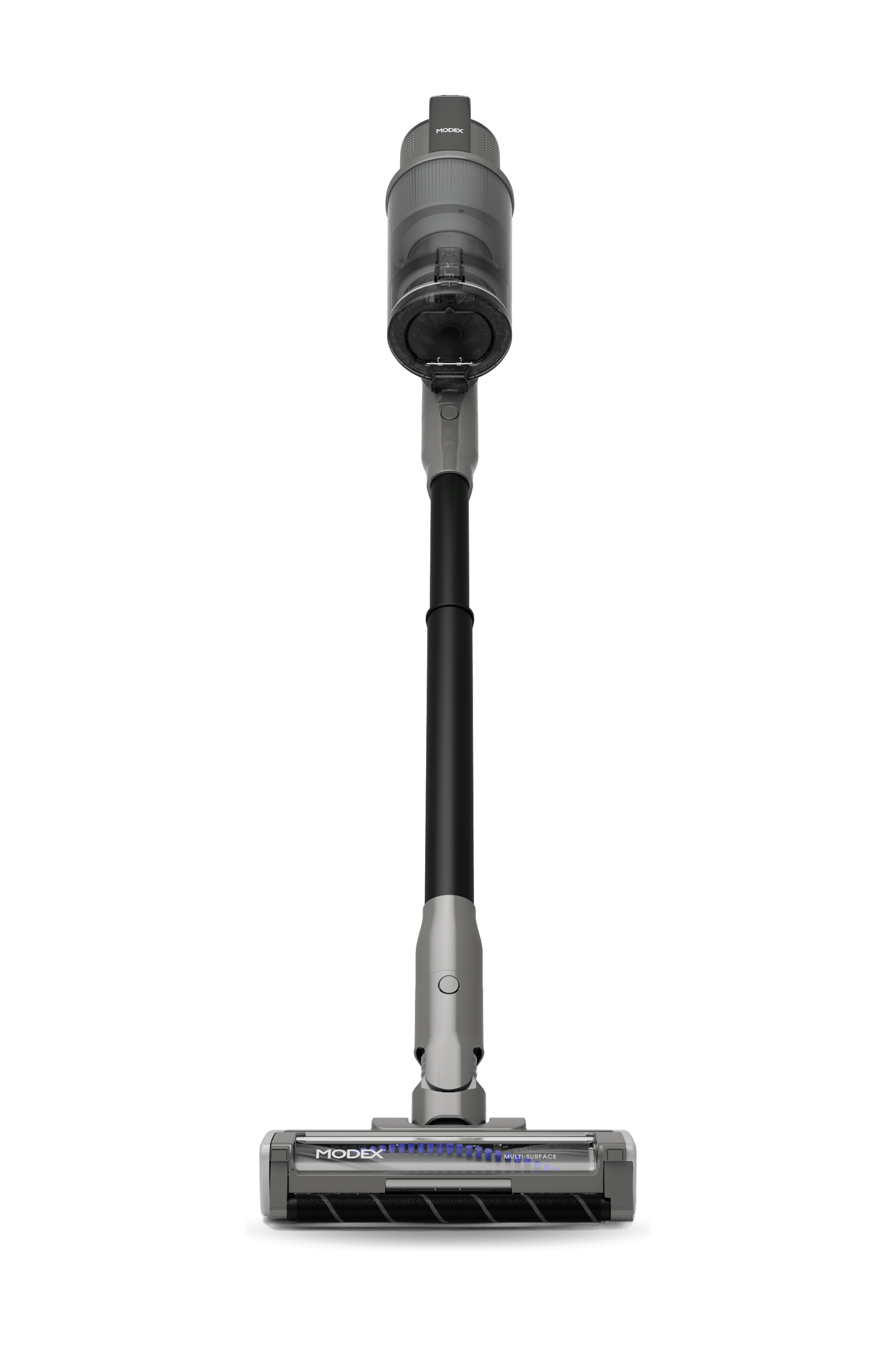 MODEX HVC1440 cordless vacuum cleaner, grey, front view | مكنسة مودكس اللاسلكية، رمادية، منظر أمامي