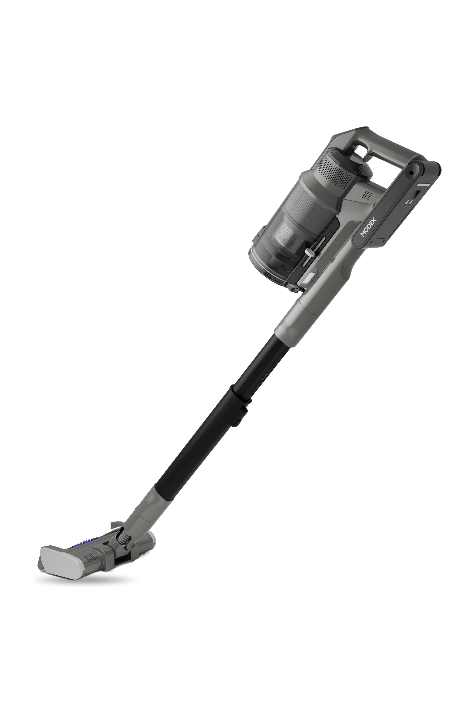MODEX HVC1440 cordless vacuum cleaner, grey, side view | مكنسة مودكس اللاسلكية، رمادية، منظر جانبي