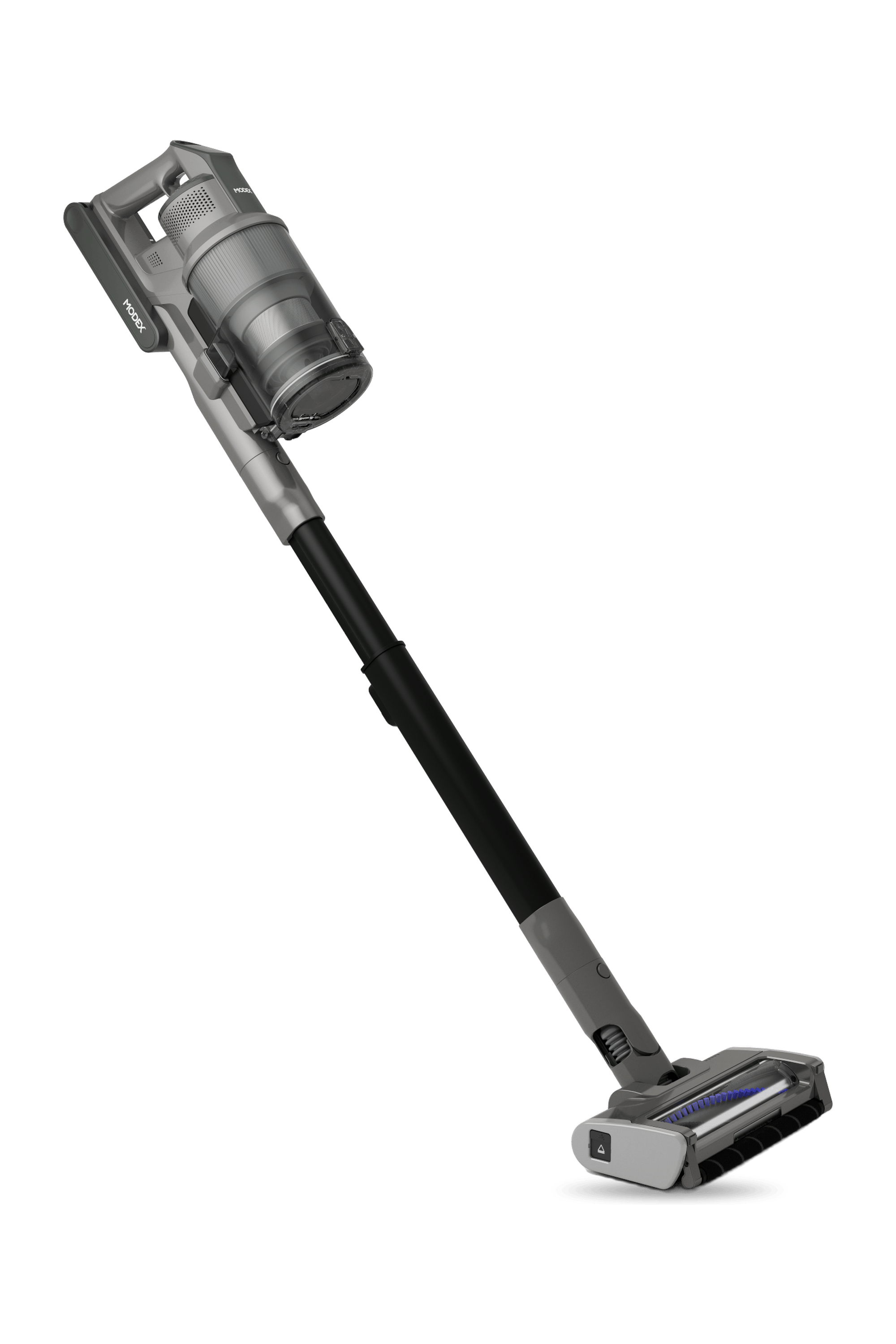 MODEX HVC1440 cordless vacuum cleaner, grey, other side view | مكنسة مودكس اللاسلكية، رمادية، الجانب الآخر