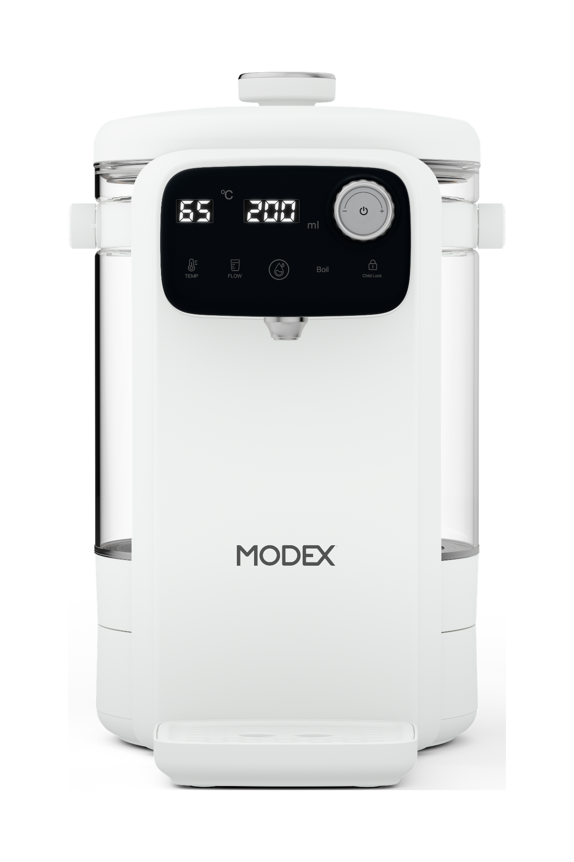 MODEX IHD500 instant hot water dispenser, white, front view | موزع الماء الساخن الفوري مودكس، أبيض، منظر أمامي