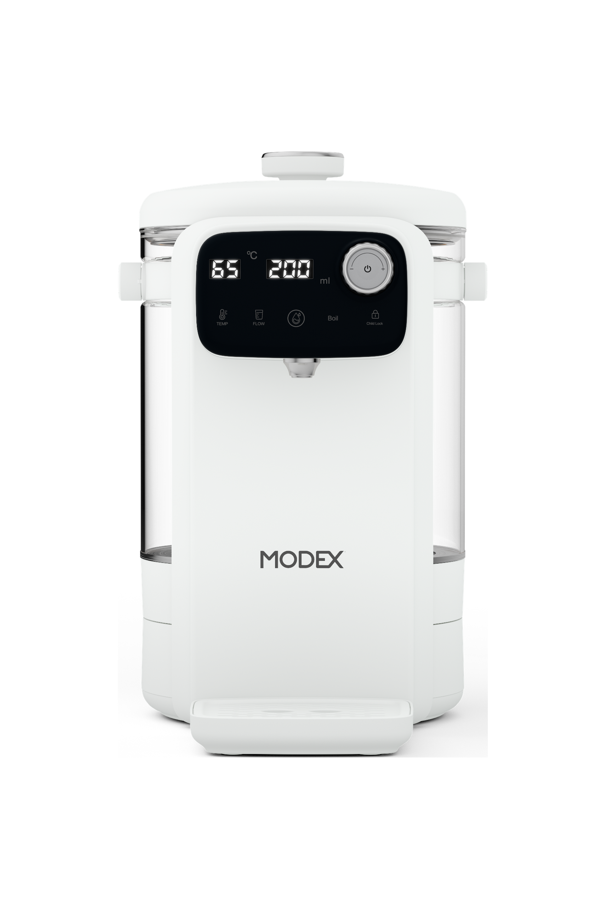 MODEX IHD500 instant hot water dispenser, white, front view | موزع الماء الساخن الفوري مودكس، أبيض، منظر أمامي