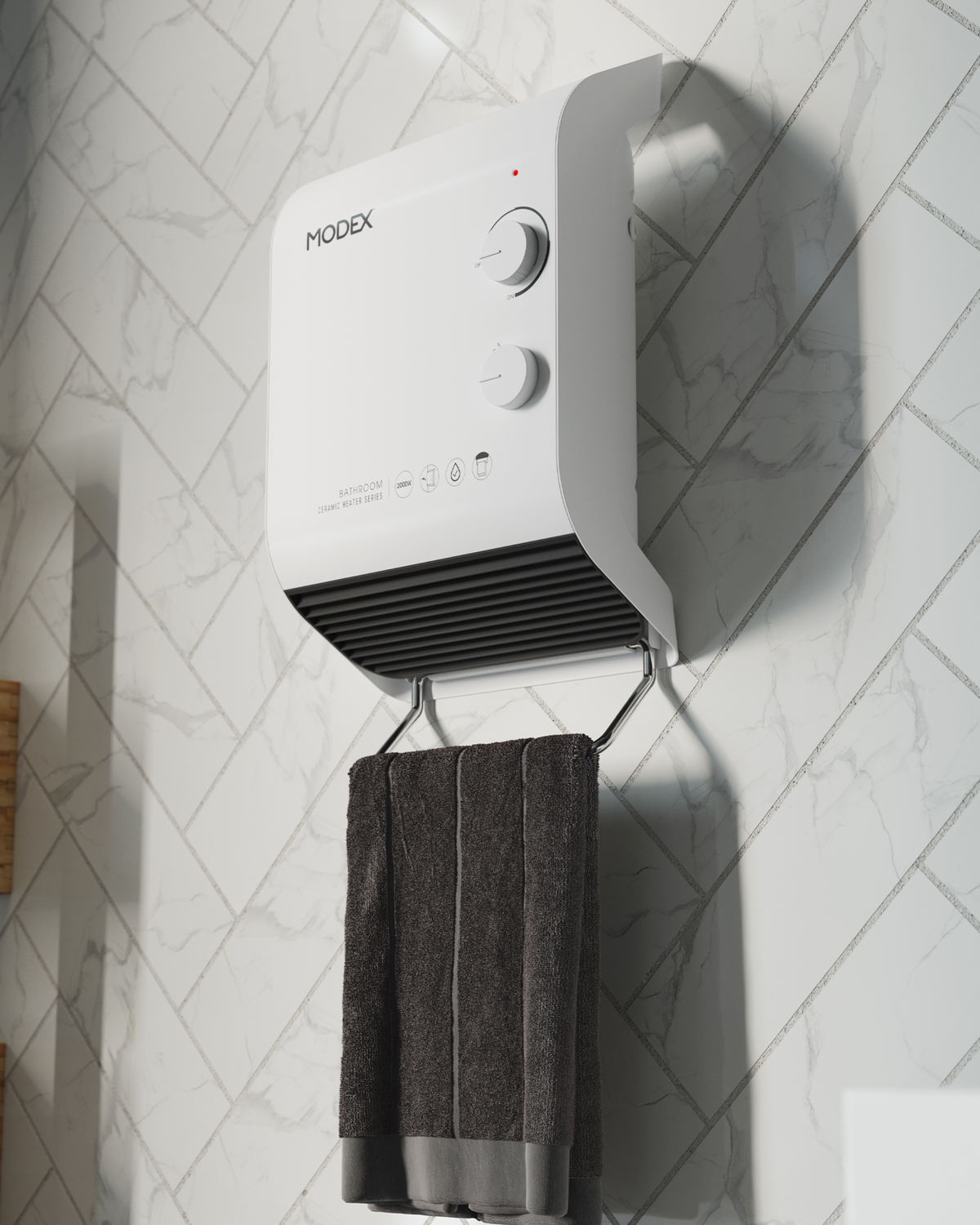 Ceramic heater with towel rail