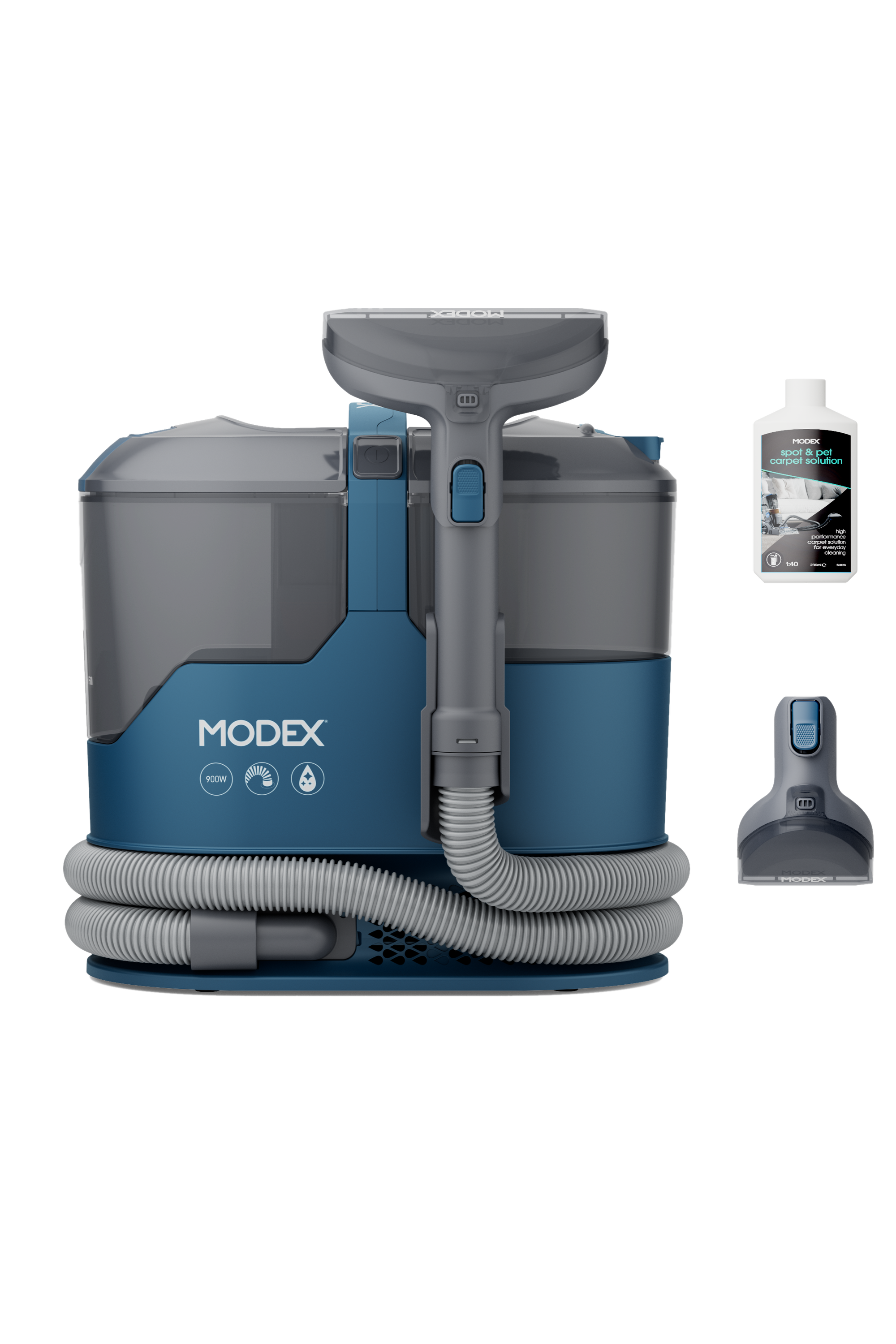MODEX SCR2026 spot cleaner, blue, with cleaning solution and attachment | منظف البقع مودكس، أزرق، مع محلول التنظيف والملحق