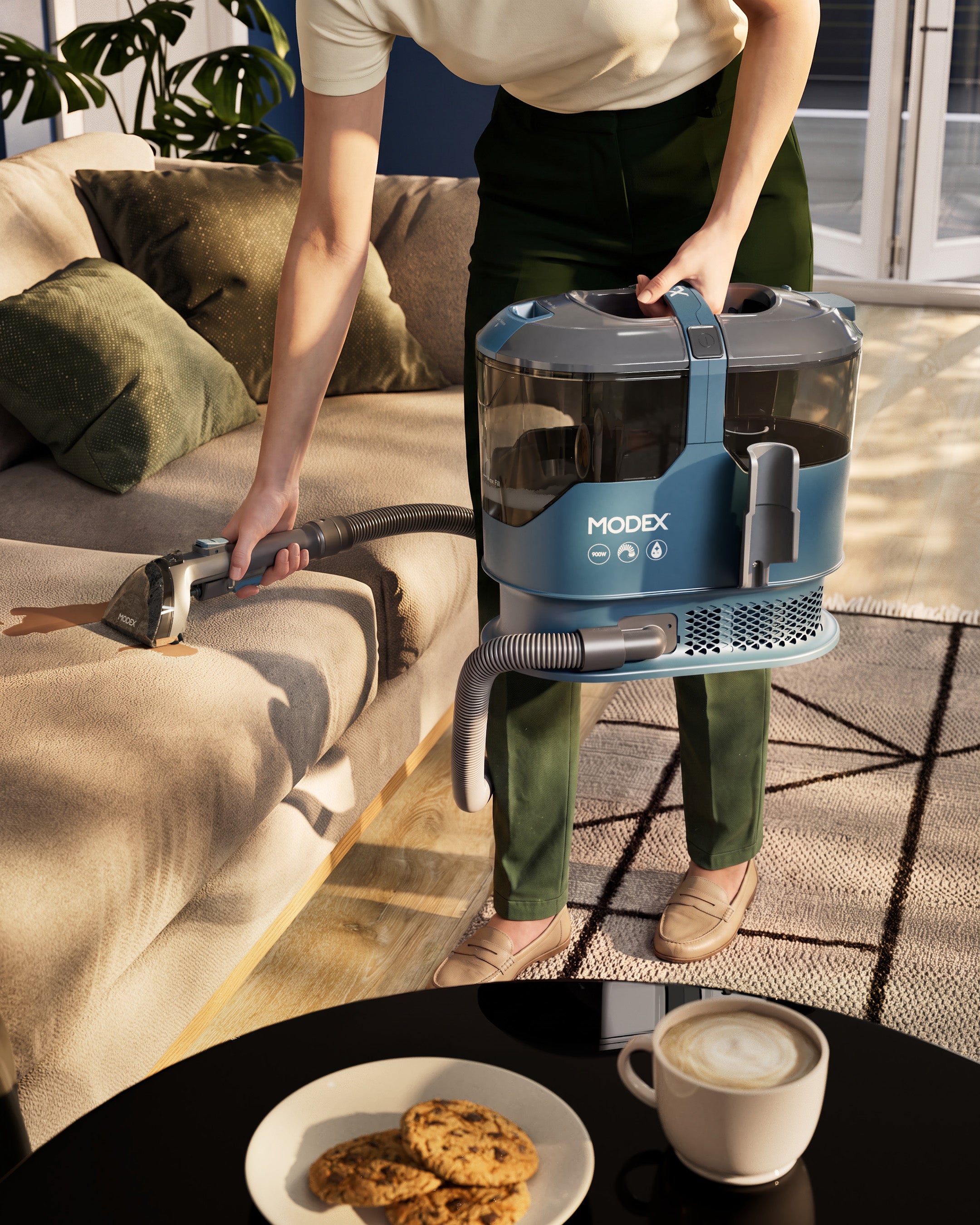 MODEX SCR2026 spot cleaner cleaning a sofa | منظف البقع مودكس ينظف الأريكة