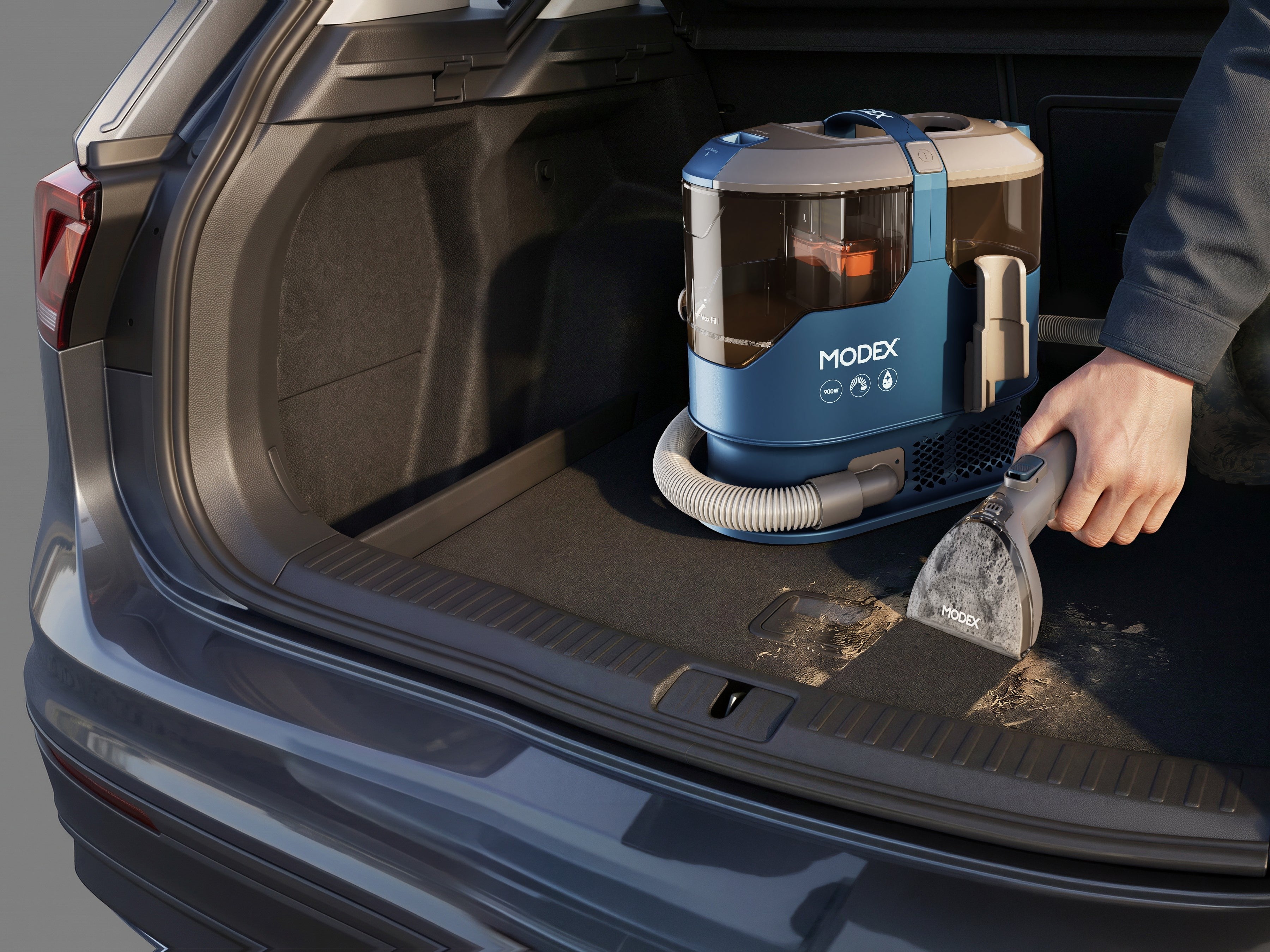 MODEX SCR2026 spot cleaner cleaning a car boot | منظف البقع مودكس ينظف صندوق السيارة