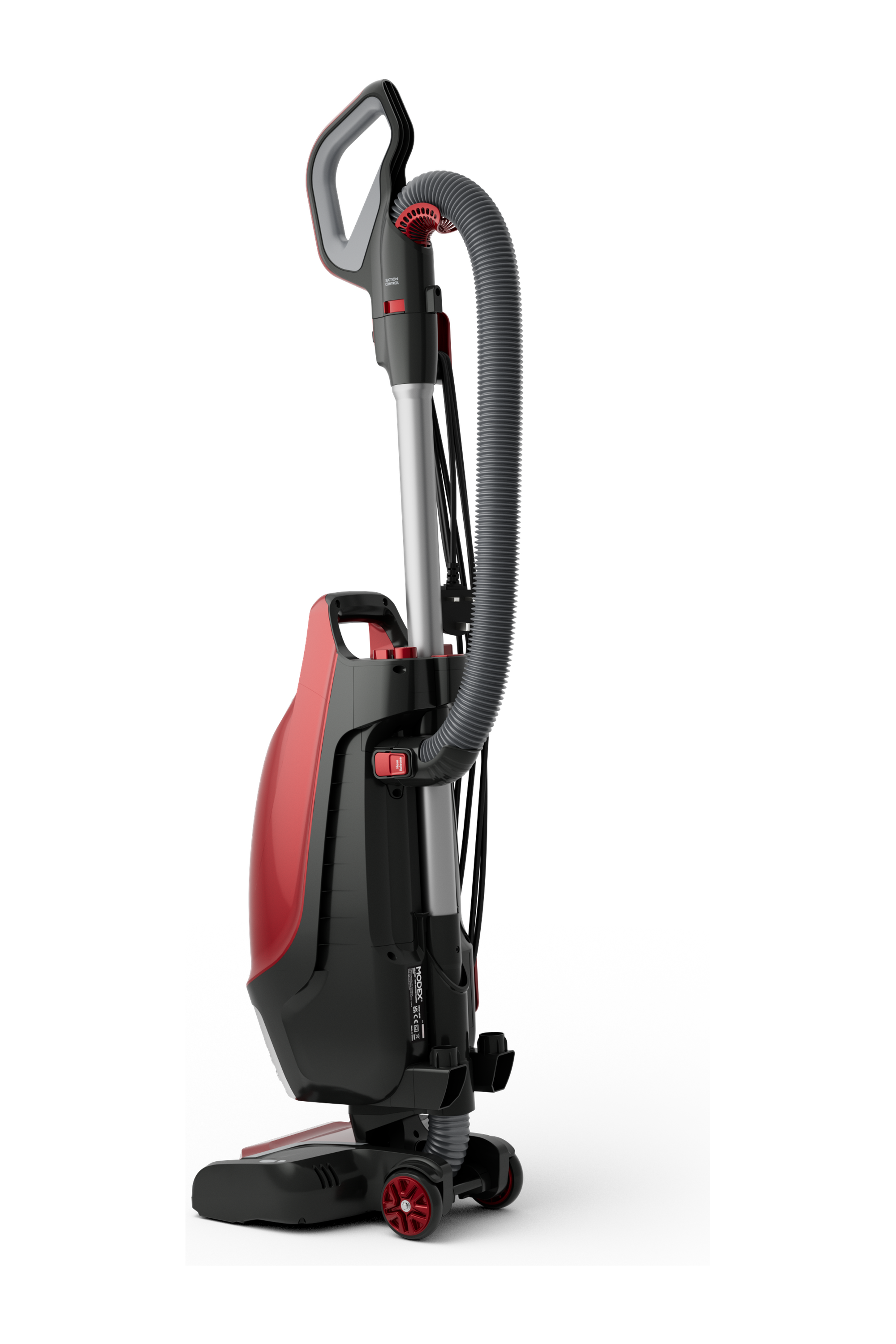 MODEX UVC1520 upright vacuum cleaner Red – side view | مكنسة كهربائية عمودية مودكس UVC1520 أحمر – منظر جانبي