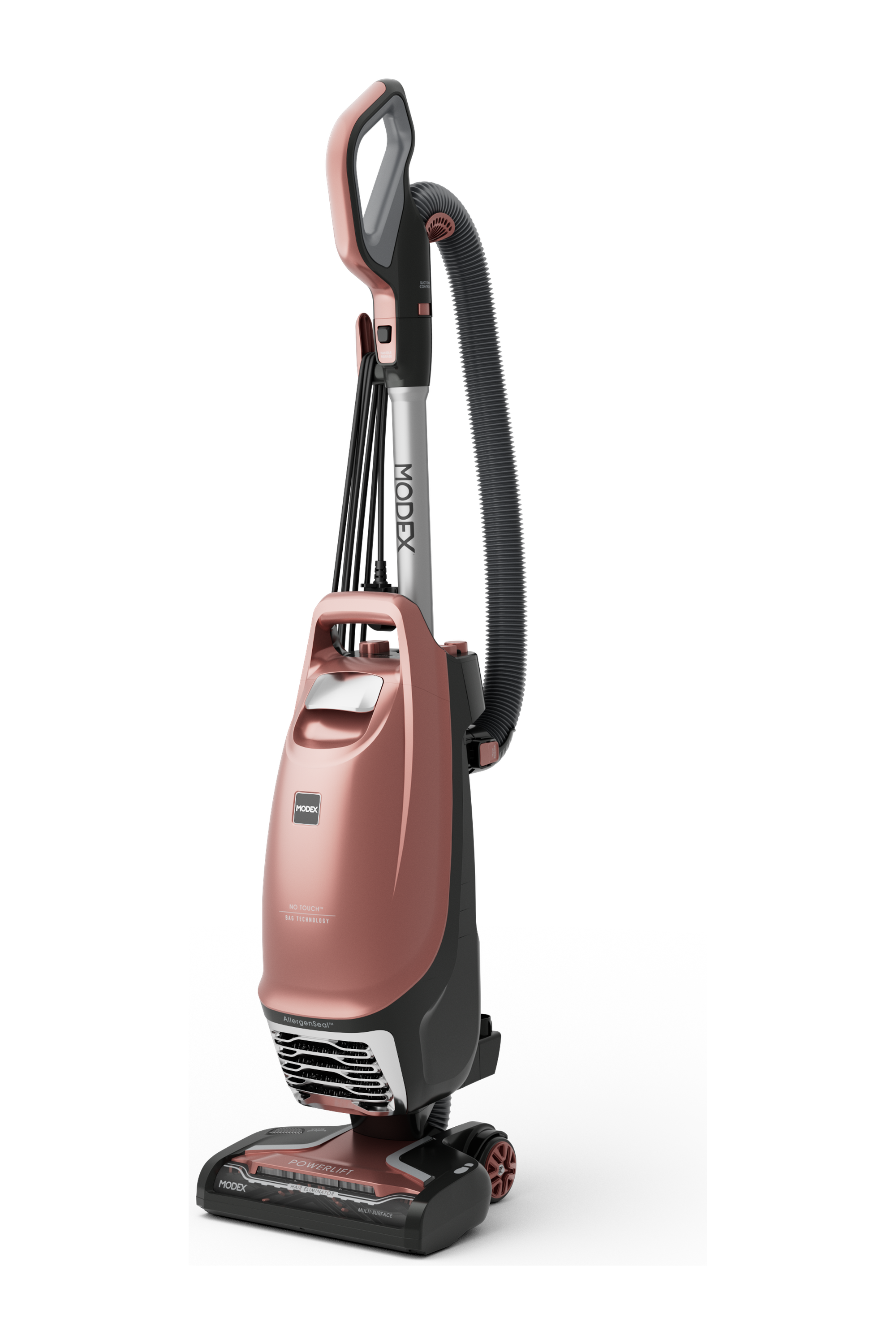 MODEX UVC1520 upright vacuum cleaner Rose – angle view | مكنسة كهربائية عمودية مودكس UVC1520 وردي – منظر جانبي مائل