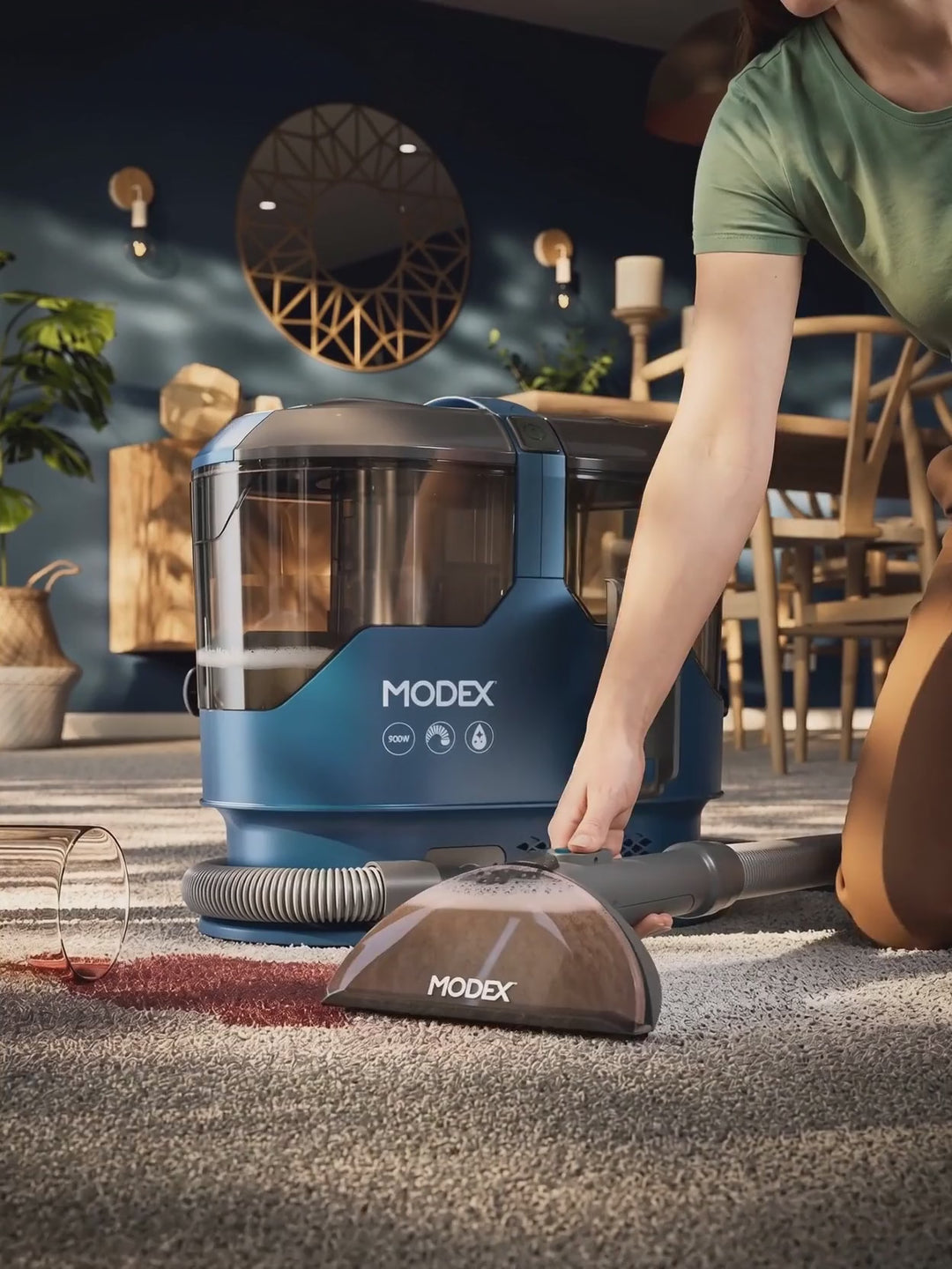 MODEX SCR2026 spot cleaner cleaning a carpet, sofa, stairs and car | منظف البقع مودكس ينظف السجاد والأريكة والدرج والسيارة
